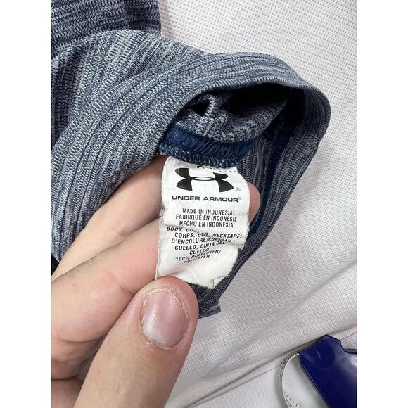 Under Armour 1/4 Zip Pullover Men’s Size XL Gray Neon Yellow Logo Long Sleeve - Picture 5 of 9